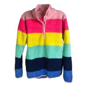 Crown And Ivy Sherpa Fleece Womens Sz M Multi-Color Pullover Quarter Zip‎ Pride